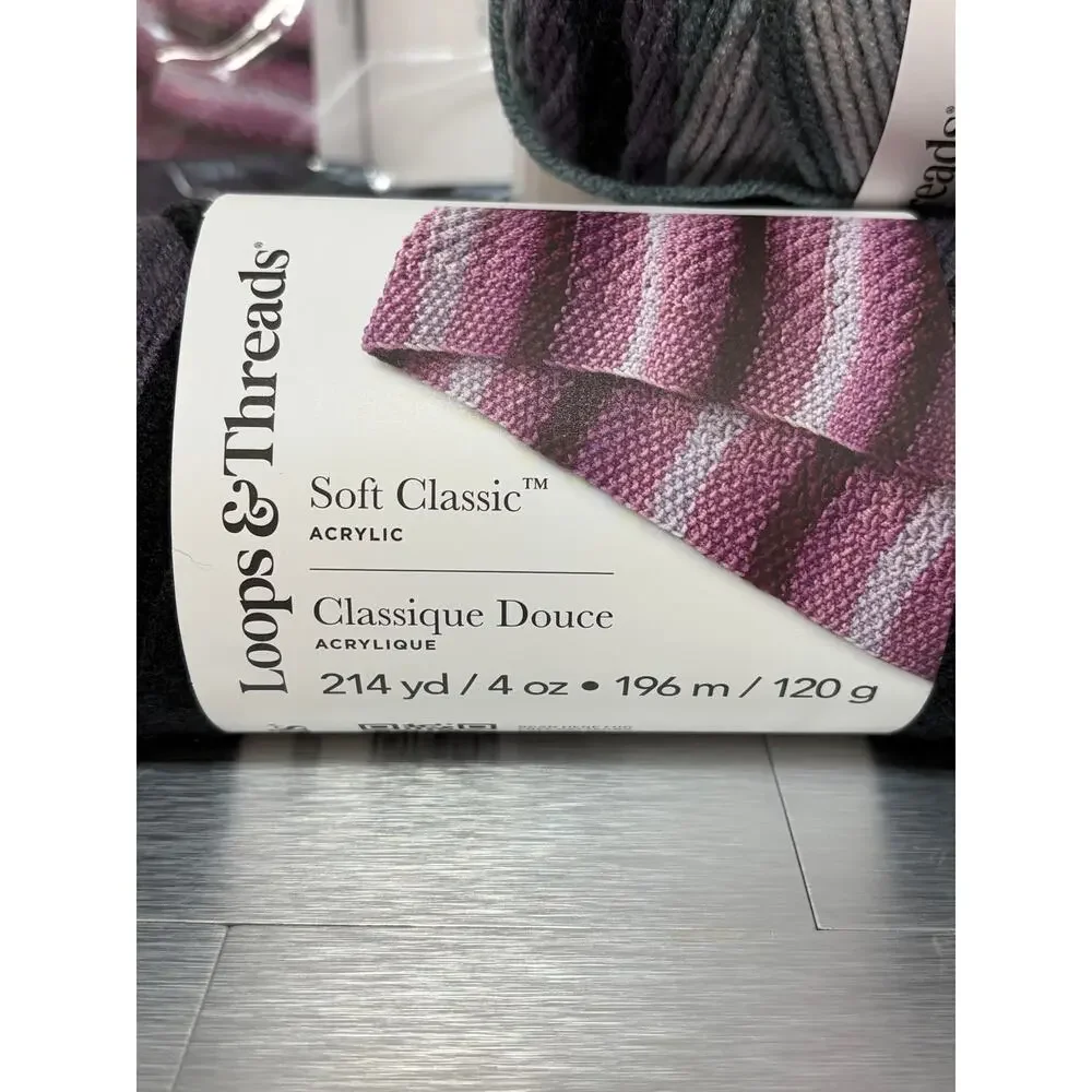 12 skeins Loops & Threads Soft Classic Yarn Grey Ombre #8570 Same Dye Lot